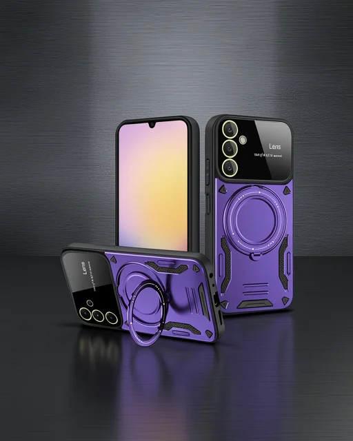 Samsung Galaxy S25 Plus Kılıf Joy Lens Standlı Kapak - Mor