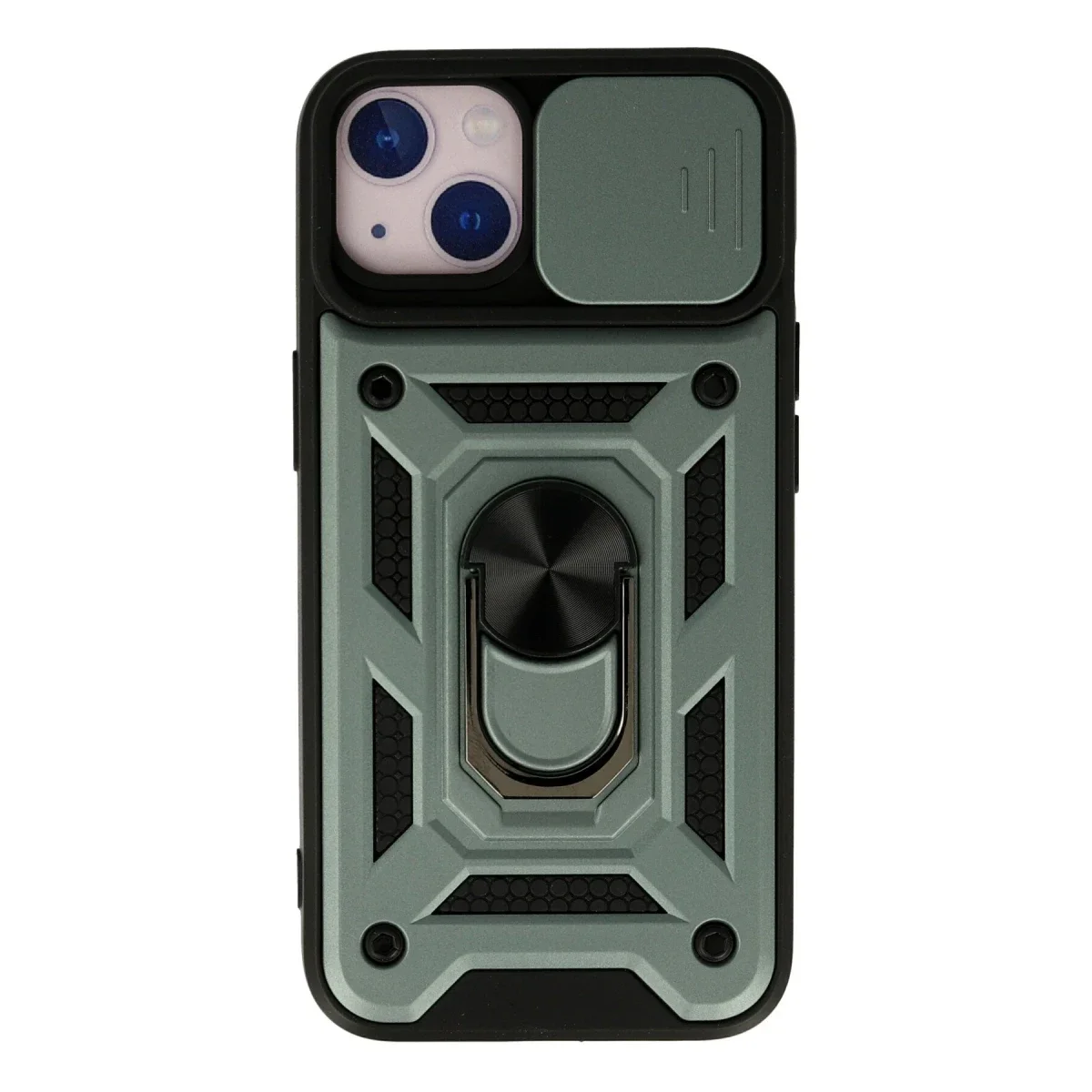 Apple iPhone 15 Kılıf Pars Lens Yüzüklü Silikon - Yeşil