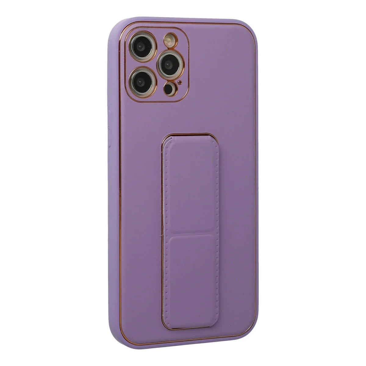 Apple İphone 12 Pro Kılıf Coco Deri Standlı Kapak - Lila görsel 2