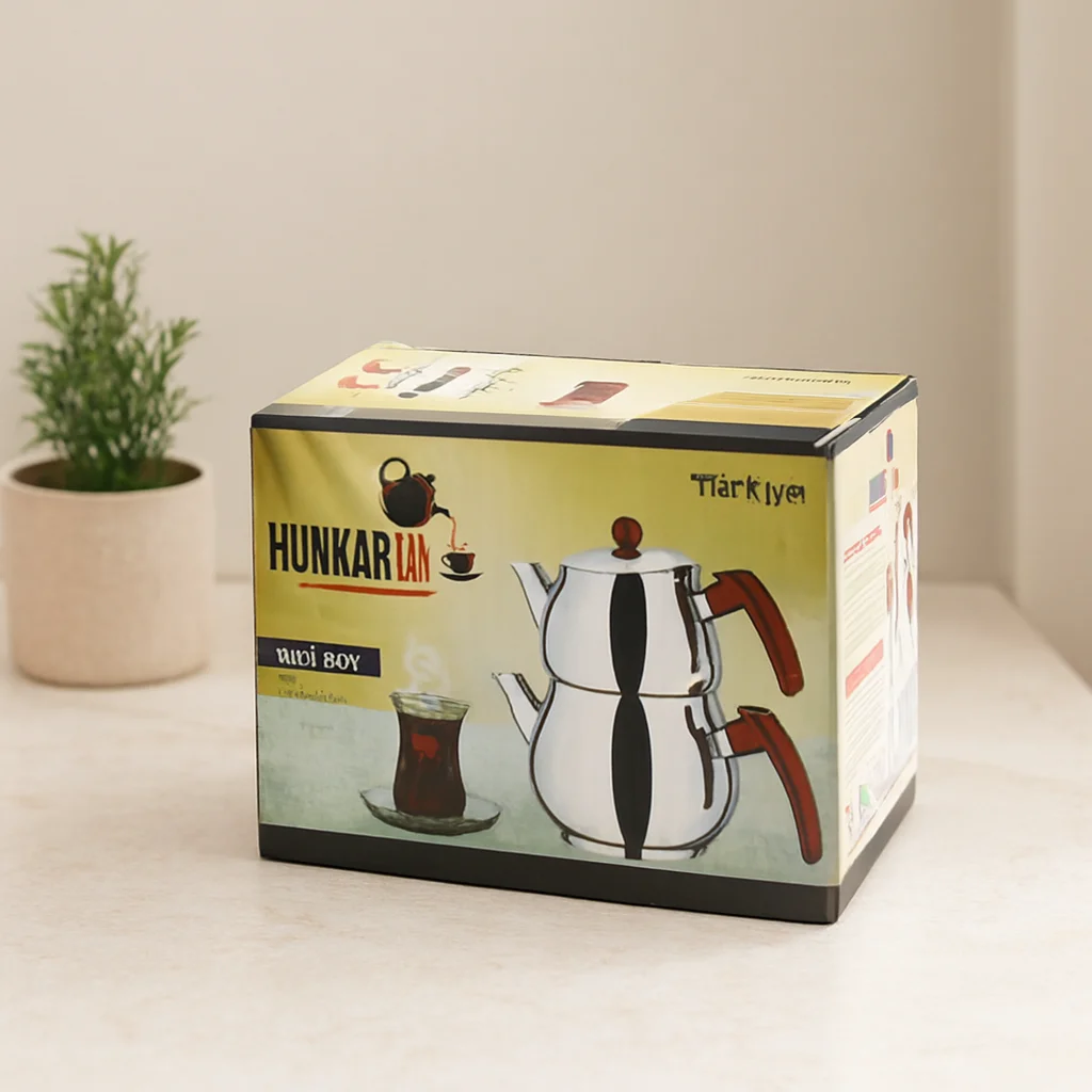 di Boy Çelik Çaydanlık Seti - Kendinden Süzgeçli Renkli Bakalit Kulplu (0.5L/0.75L)