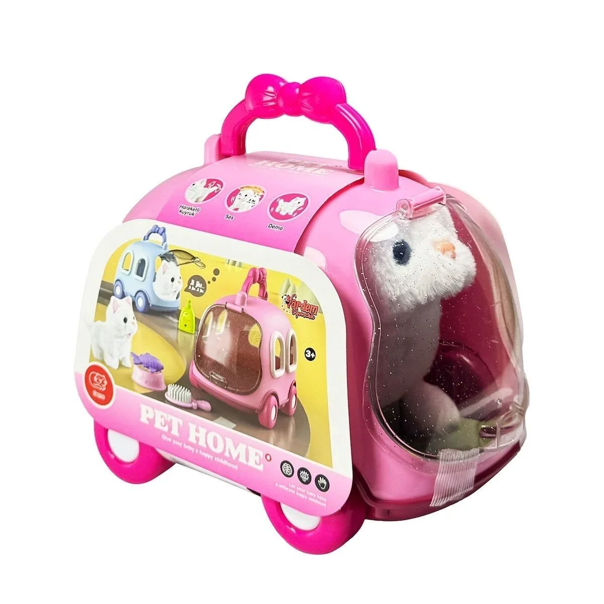JND-6801 Taşıma Araba Çantalı Hareketli Pilli Kedi Set -Vardem Oyuncak görsel 3