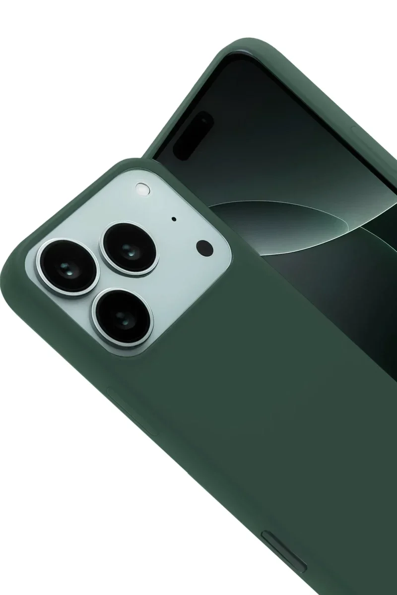 Apple iPhone 17 Pro Nano içi Kadife Silikon - Koyu Yeşil görsel 2