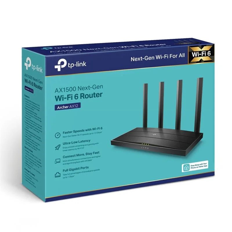 Archer AX12 AX1500 WIFI6 4 Port Gıgabıt 2.4/5GHZ Dual Band Router