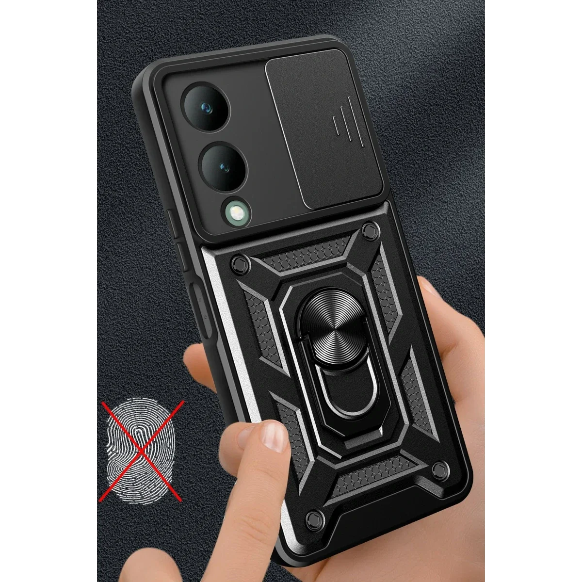 Vivo Y17S Kılıf Pars Lens Yüzüklü Silikon - Siyah görsel 2