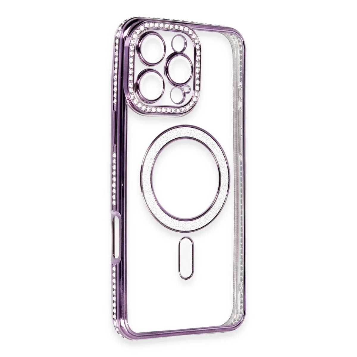 Apple İphone 16 Pro Kılıf Joke Simli Magneticsafe Kılıf - Derin Mor görsel 3