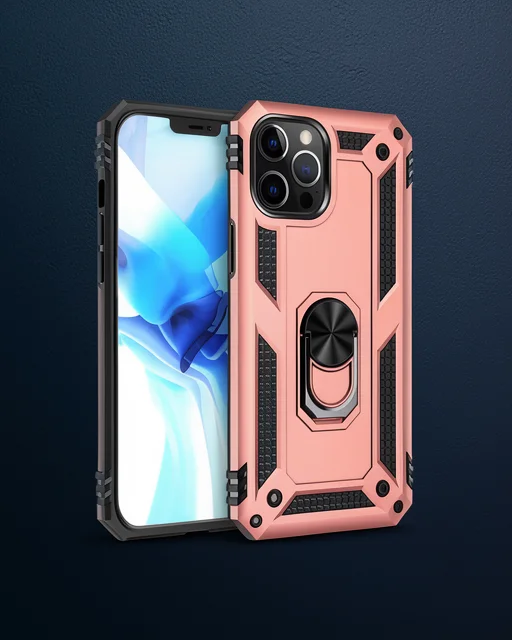 Apple İphone 12 Pro Max Kılıf Sofya Yüzüklü Silikon Kapak - Rose