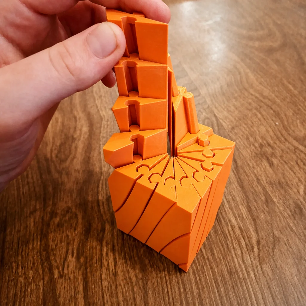 3D Baskı Twisting Küp - Mekanik Dönen Bulmaca Küpü-Turuncu görsel 2