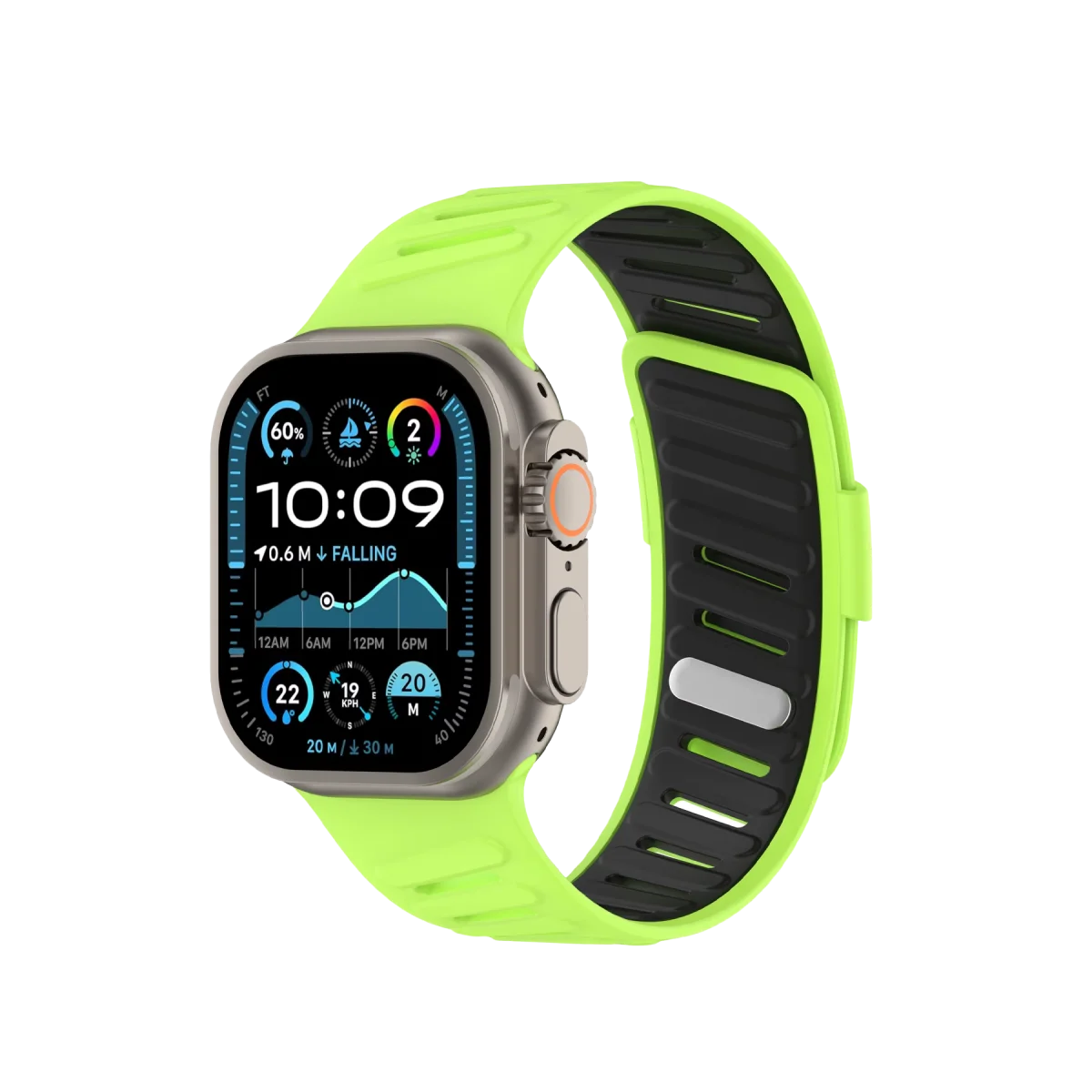 Apple Watch Ultra 49mm Twin Silikon Kordon - Yeşil-Siyah