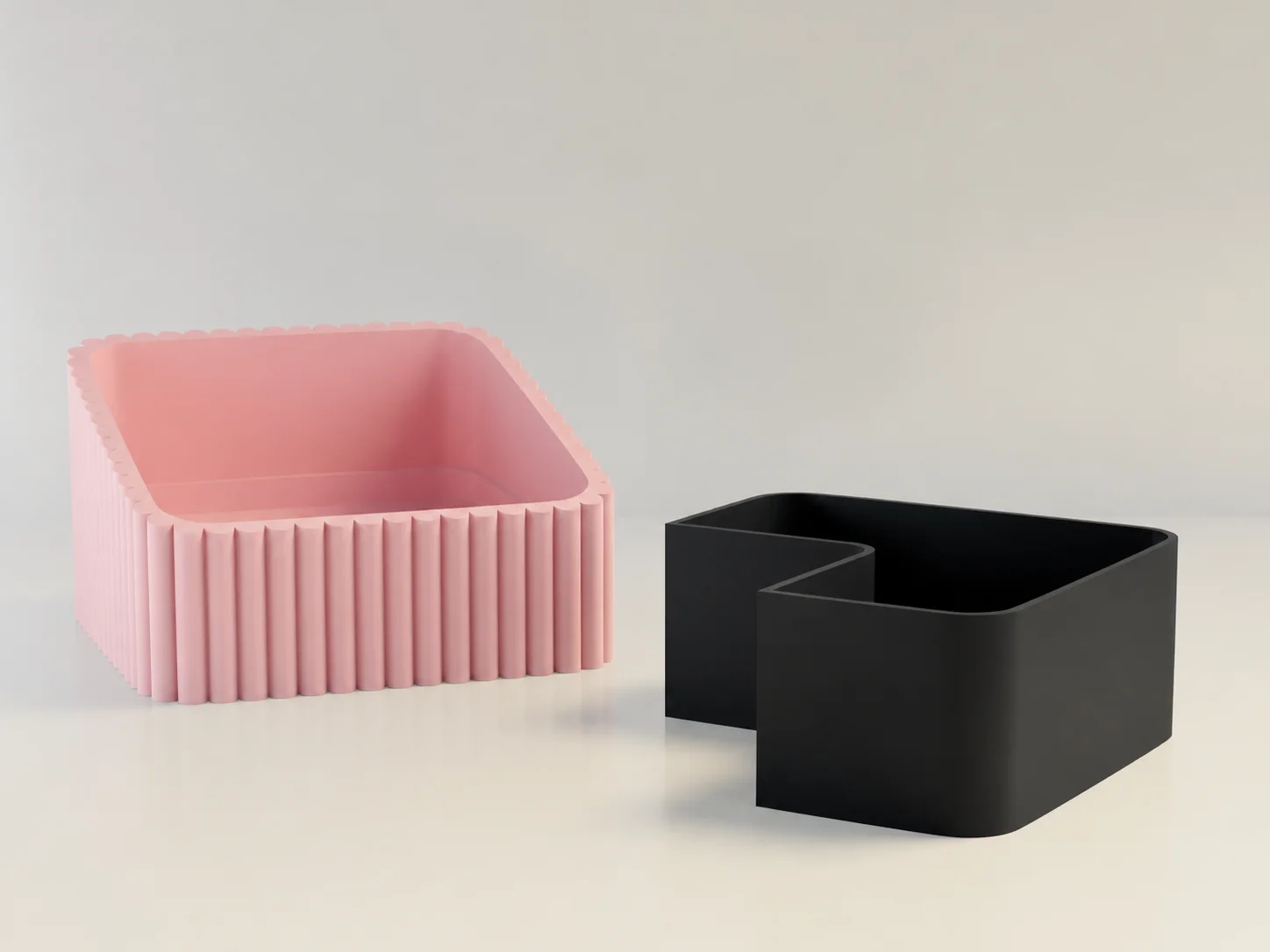 3D Baskı Fıstık Kasesi - Çift Hazneli Kabuk Ayırıcı Sunum Kasesi - Pembe Siyah görsel 2
