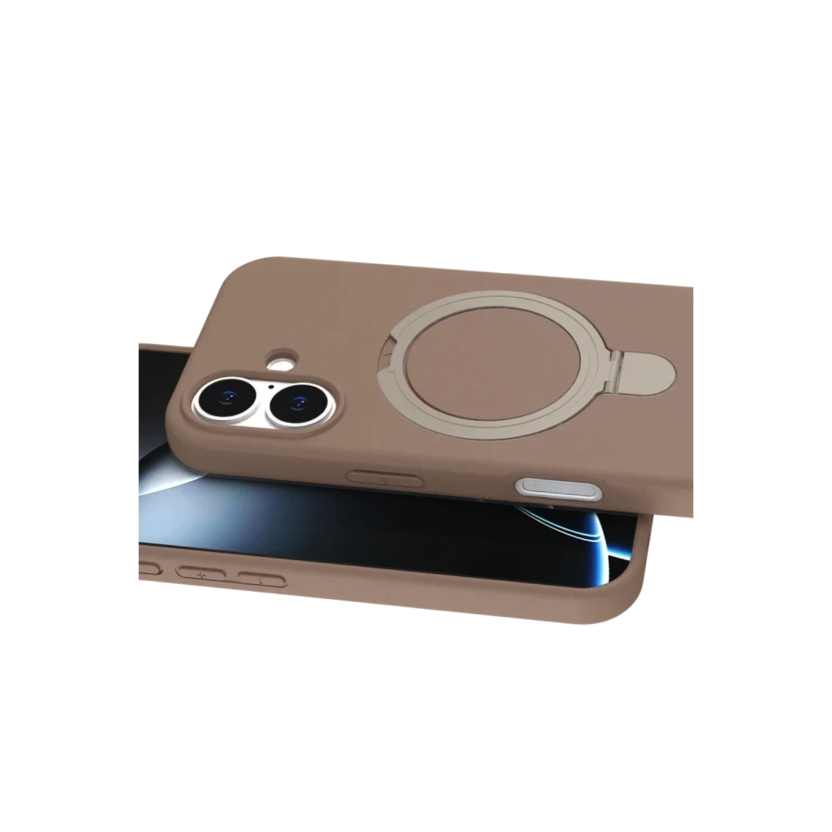 Apple iPhone 16 Regal Magsafe Standlı Kapak - Çöl Titanyum görsel 2