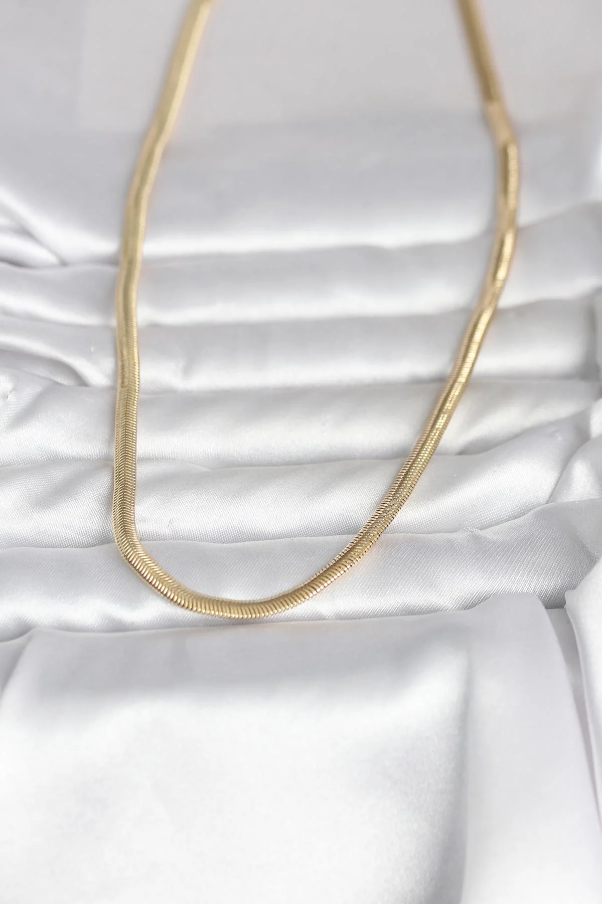 CM 14K Gold Renk Yassı Yılan Zincir Model 45 cm Kadın Kolye görsel 2