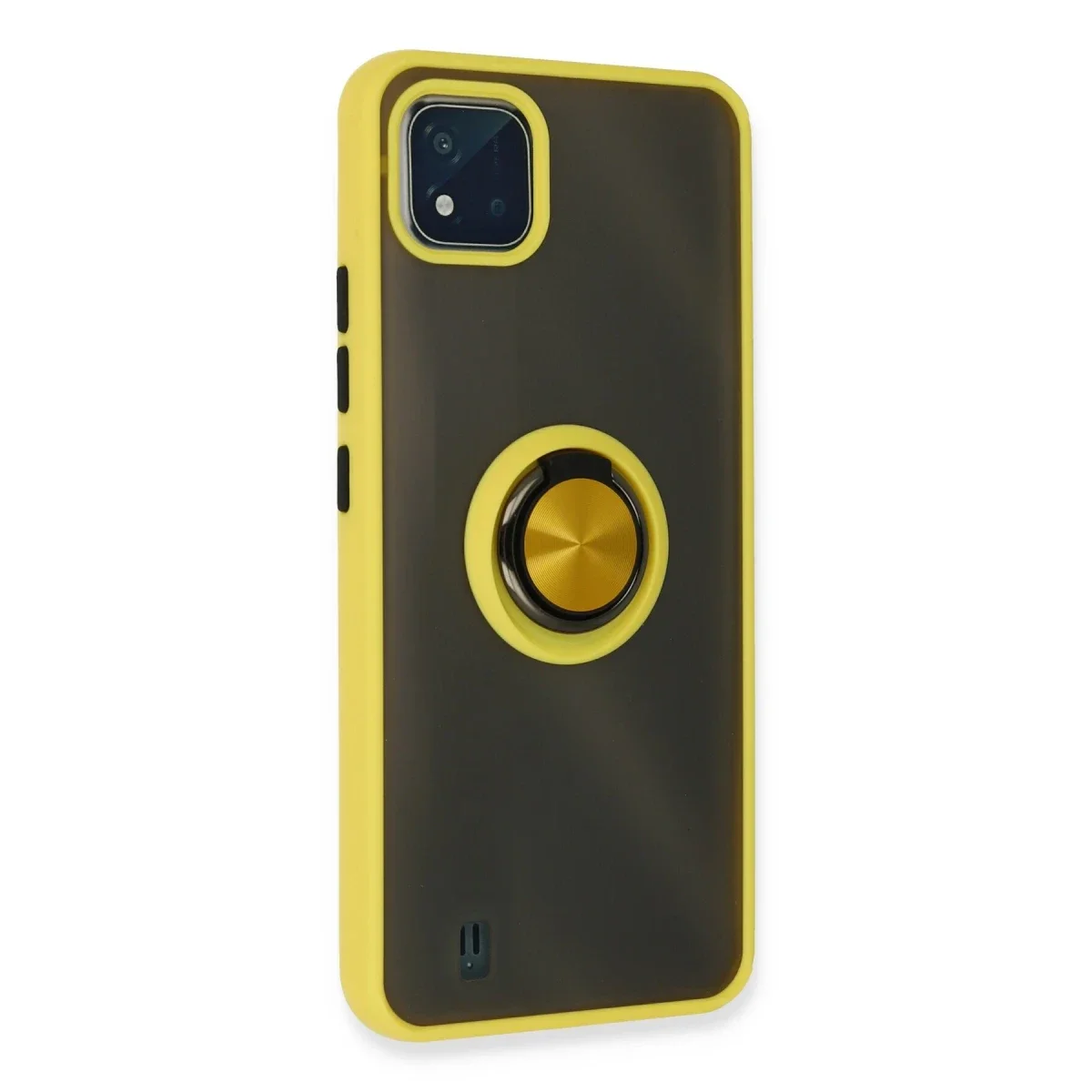 Realme C11 2021 Kılıf Montreal Yüzüklü Silikon Kapak - Sarı görsel 3