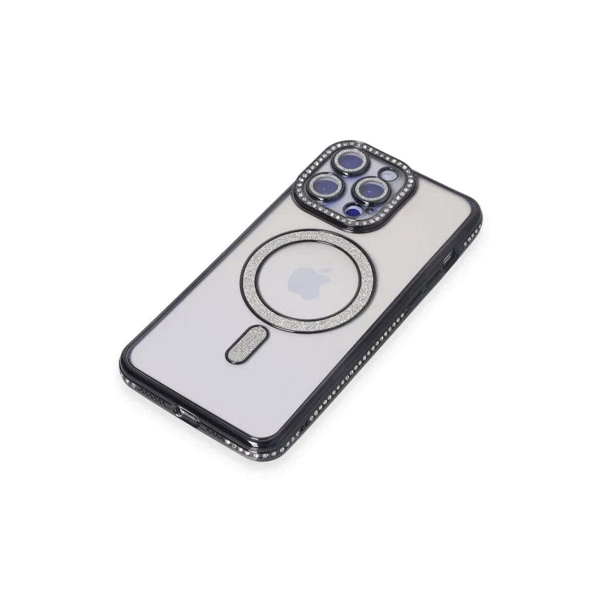 Apple iPhone 14 Pro Max Kılıf Joke Simli Magneticsafe Kılıf - Siyah görsel 3