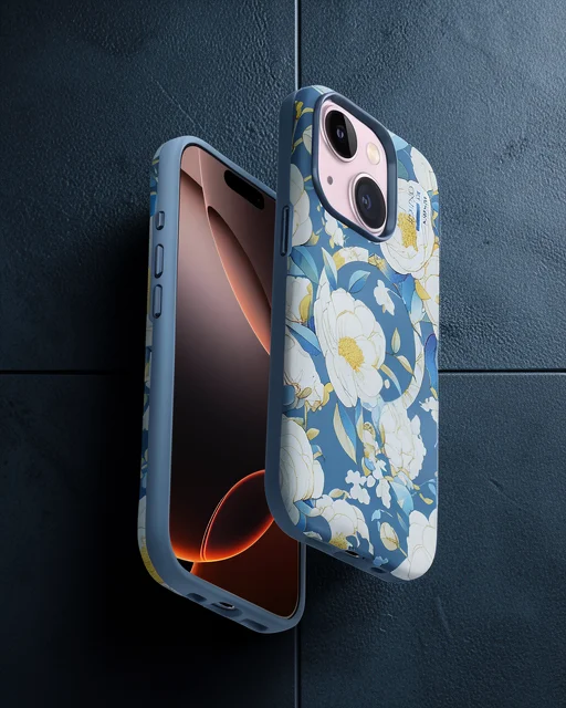 Onegif Apple İphone 15 Plus Flower Series Magsafe Kapak - Mavi