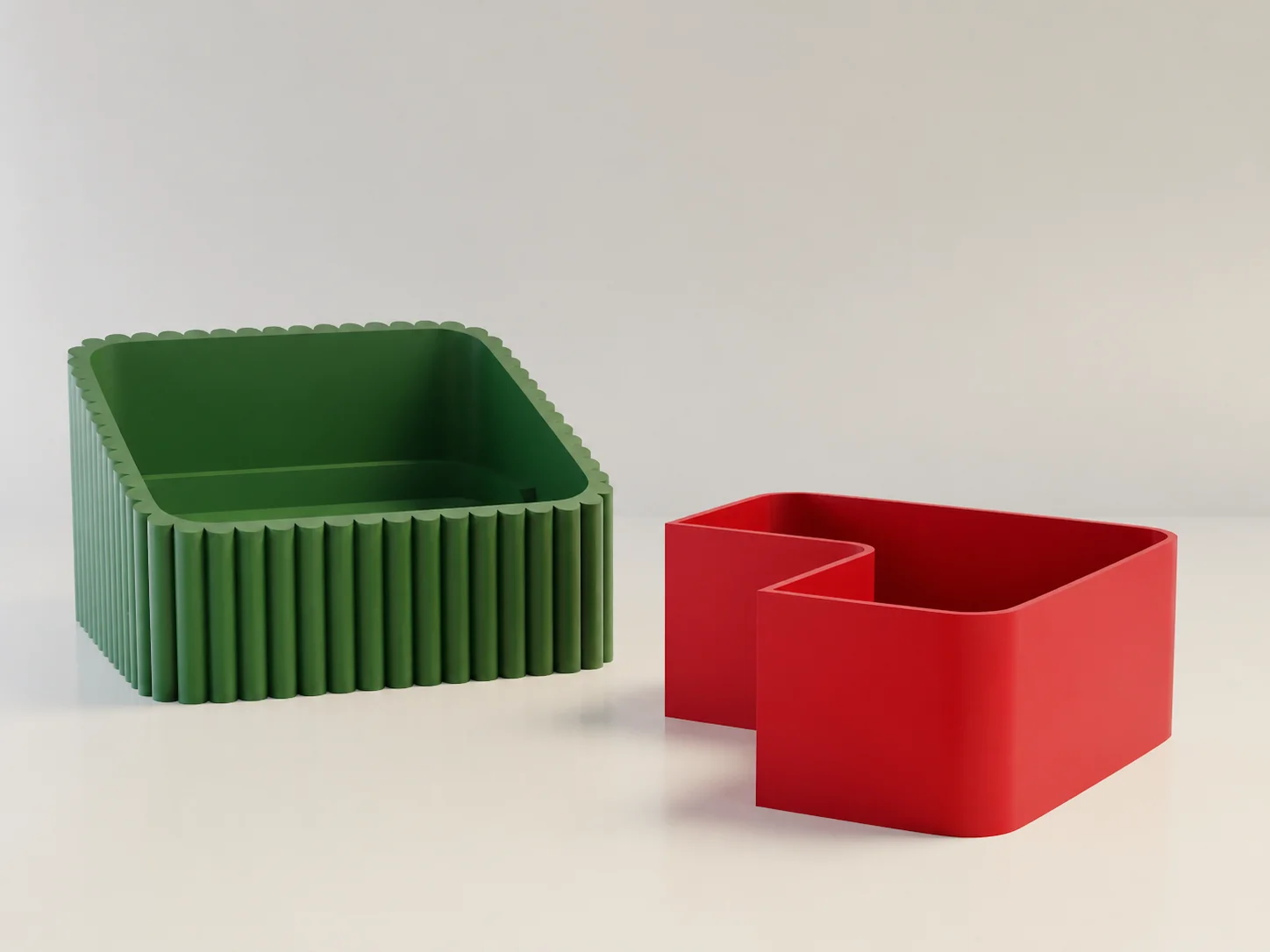 3D Baskı Fıstık Kasesi - Çift Hazneli Kabuk Ayırıcı Sunum Kasesi - Yeşil Kırmızı görsel 2