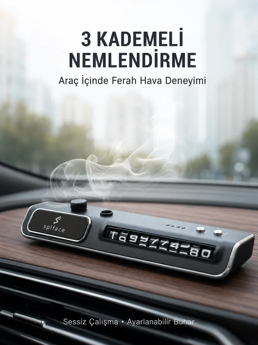 Araç Ön Cam Nemlendirici Telefon Numarası Gösterme Aparatı LED Işıklı Yeni Nesil