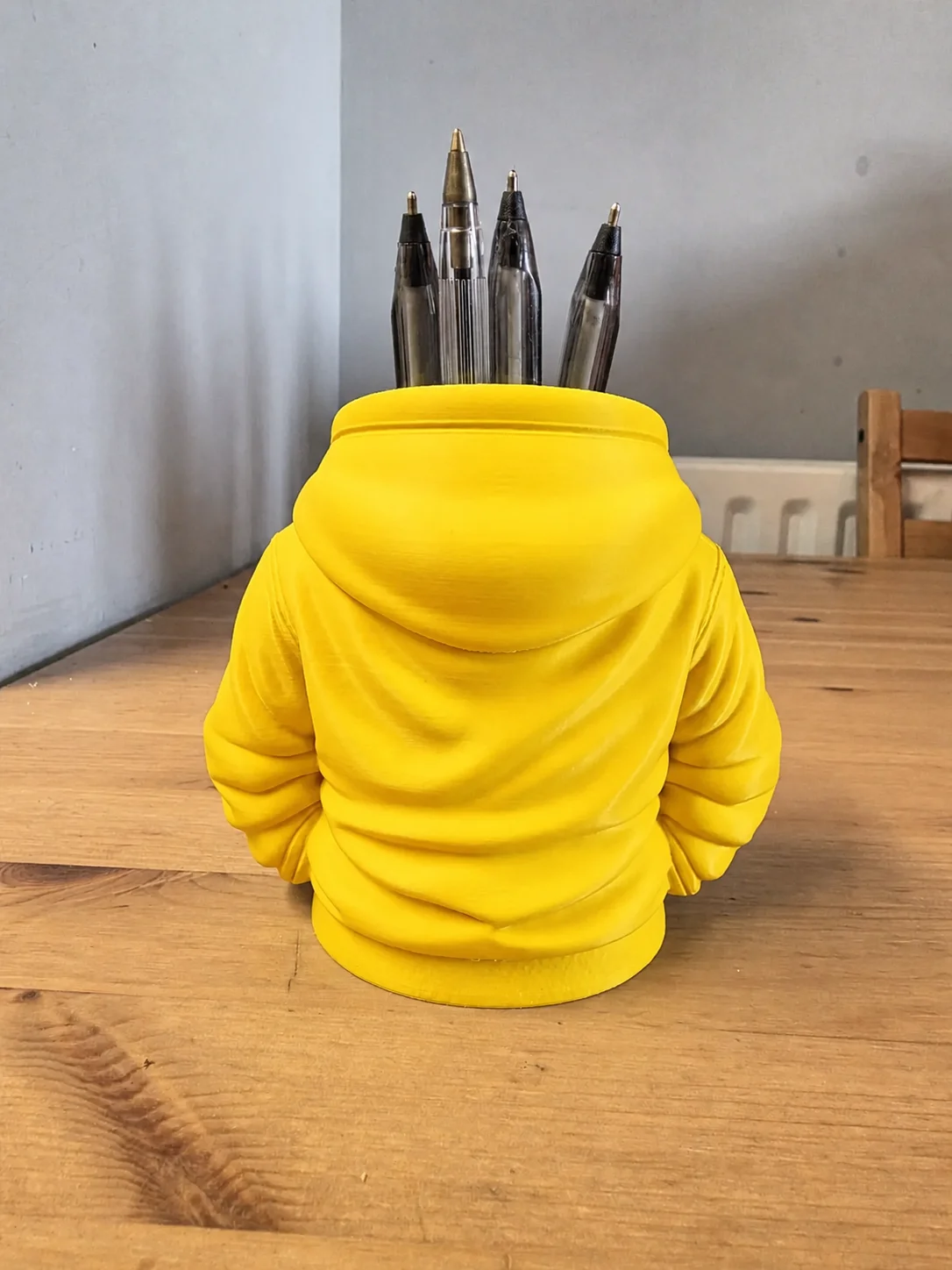3D Baskı Kapüşonlu Sweatshirt Kalemlik - Masaüstü Organizer-Sarı görsel 2