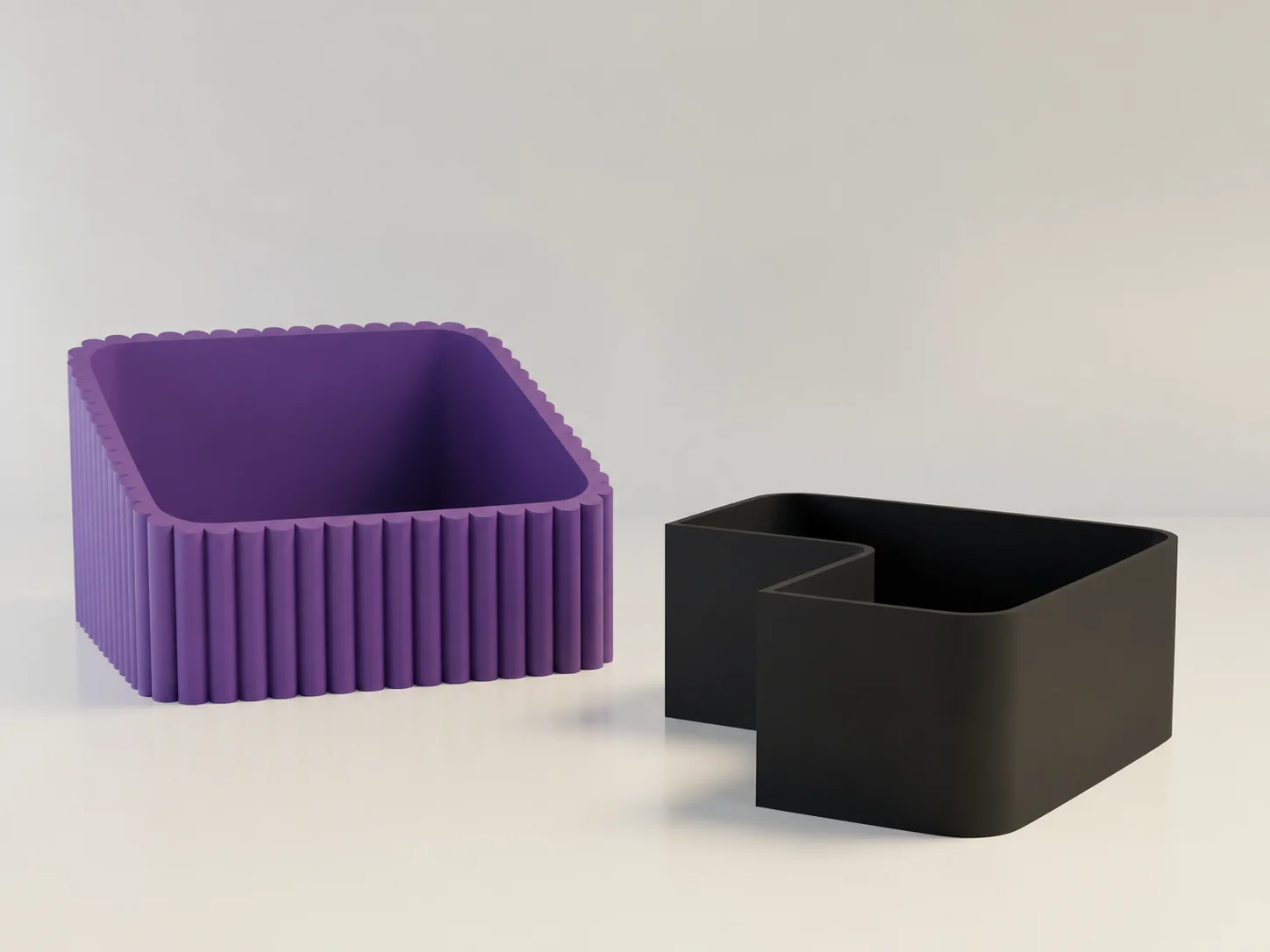 3D Baskı Fıstık Kasesi - Çift Hazneli Kabuk Ayırıcı Sunum Kasesi - Mor Siyah görsel 2
