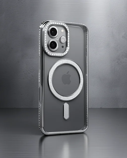Apple İphone 16 Kılıf Joke Simli Magneticsafe Kılıf - Gri