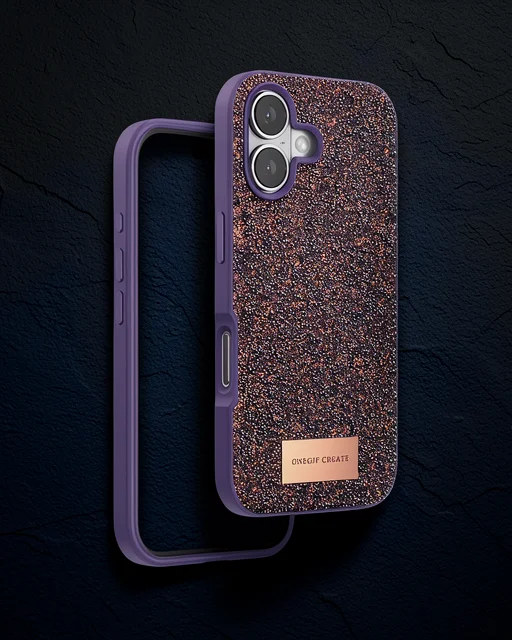 Onegif Apple İphone 16 Bright Simli Kapak - Derin Mor
