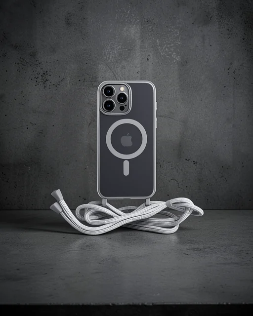 Apple İphone 14 Pro Kılıf Divo Lazer Askılı Magsafe Kapak - Gümüş