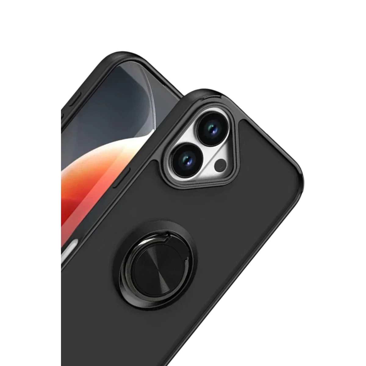 Apple iPhone 17 Montreal Yüzüklü Silikon Kapak - Siyah görsel 2
