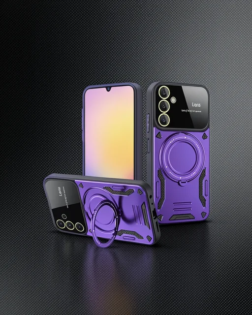 Samsung Galaxy A14 4g Kılıf Joy Lens Standlı Kapak - Mor