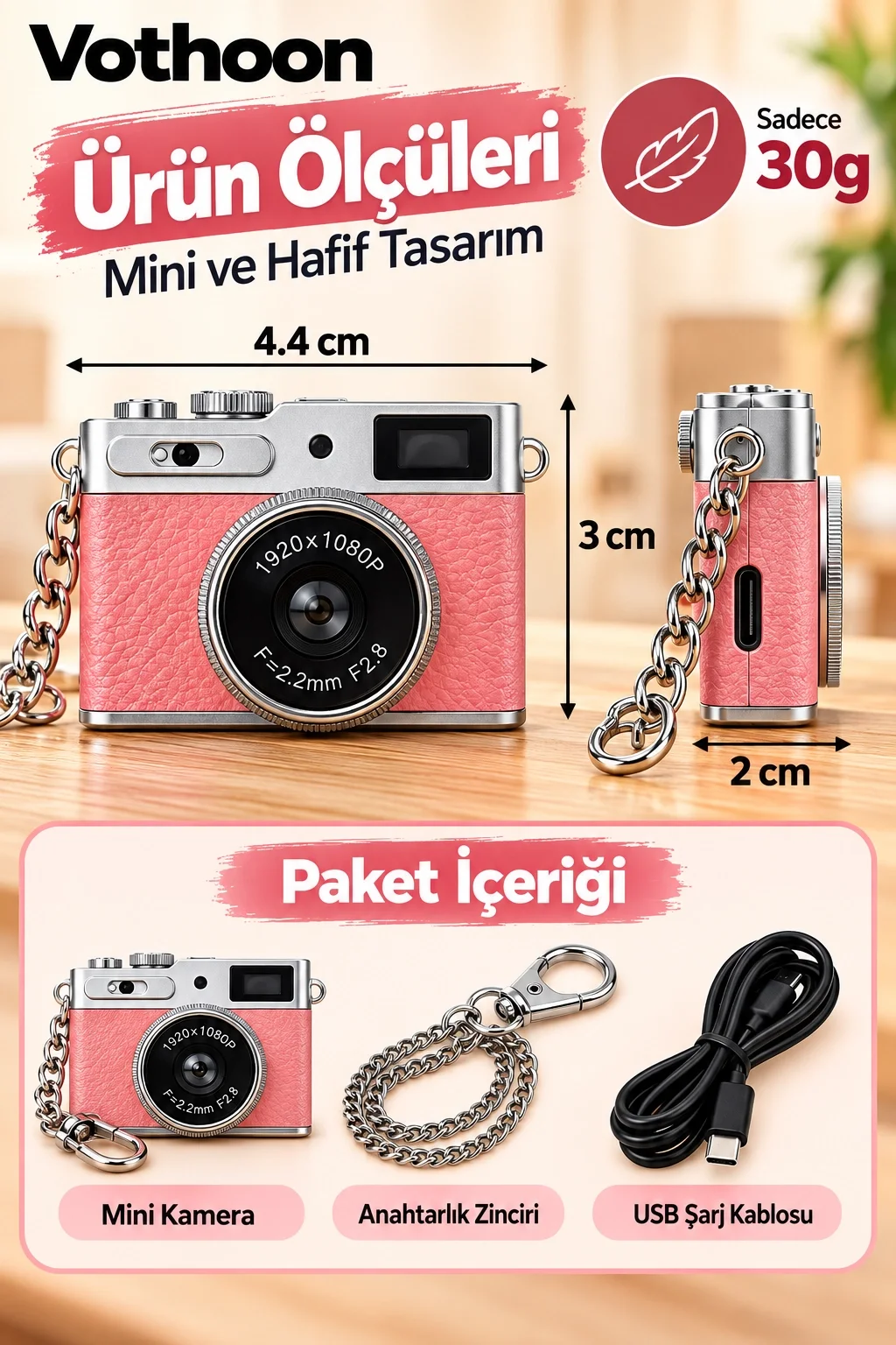 Mini Retro Dijital Kamera 1080P Full HD Fotoğraf & Video Çekimi LCD Ekran Mini Kamera TF Kart Destekli görsel 4