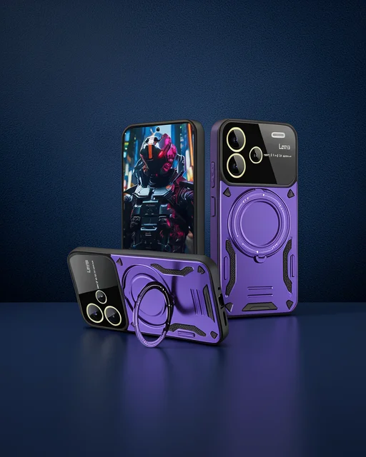 Xiaomi Redmi Note 13 Pro Plus Joy Lens Standlı Kapak - Mor