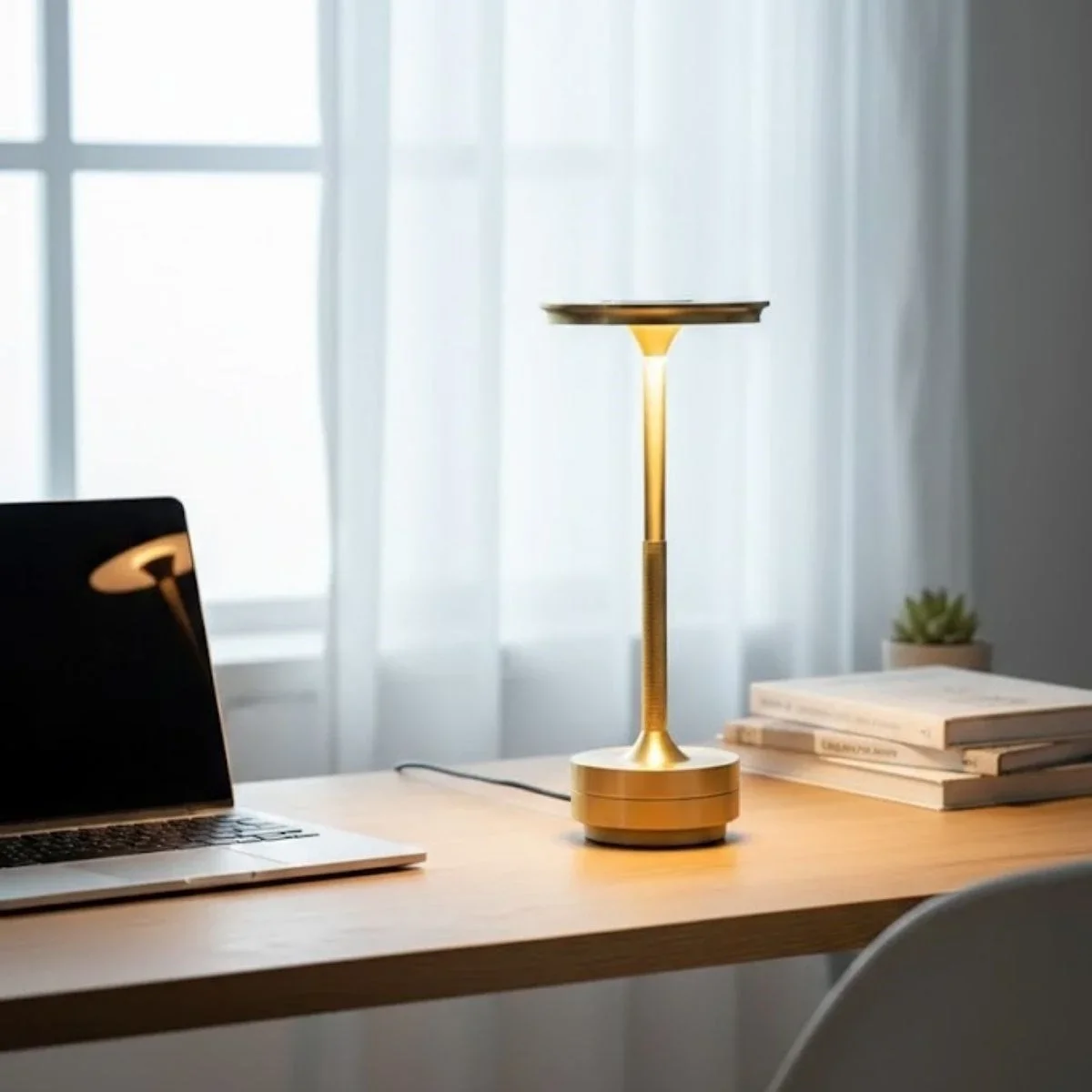 Eskitme Gold Kasa Dokunmatik Şarjlı Masa Lambası – 3 Renk Işık Modlu, LED Aydınlatmalı, Modern & Dekoratif Abajur görsel 5