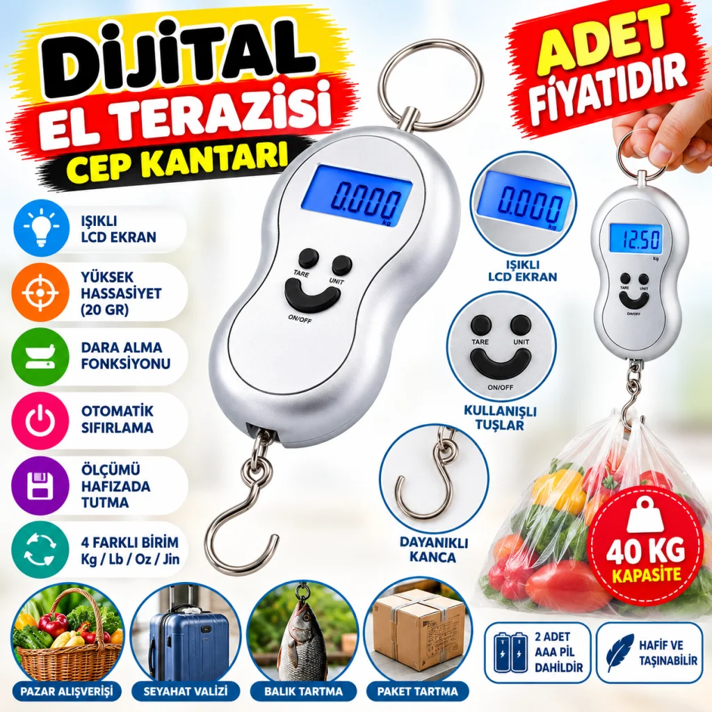Dijital Elektronik Led Ekran El Terazisi Cep Kantarı Tartısı (adet fiyatıdır)