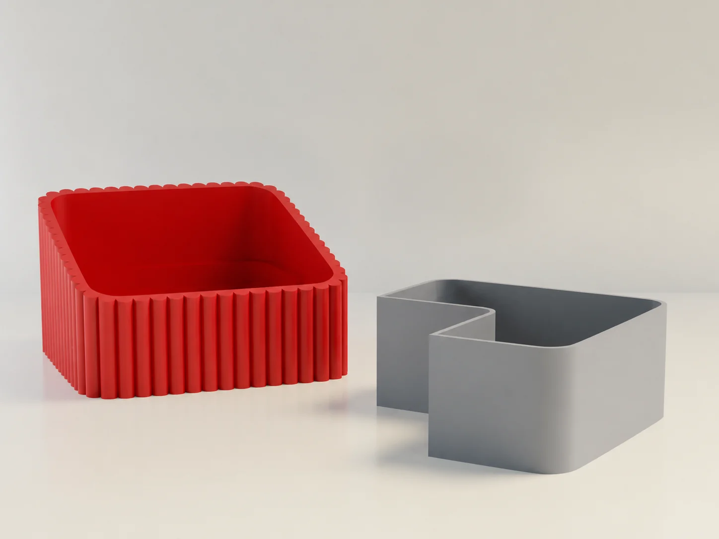 3D Baskı Fıstık Kasesi - Çift Hazneli Kabuk Ayırıcı Sunum Kasesi - Kırmızı Gri görsel 2