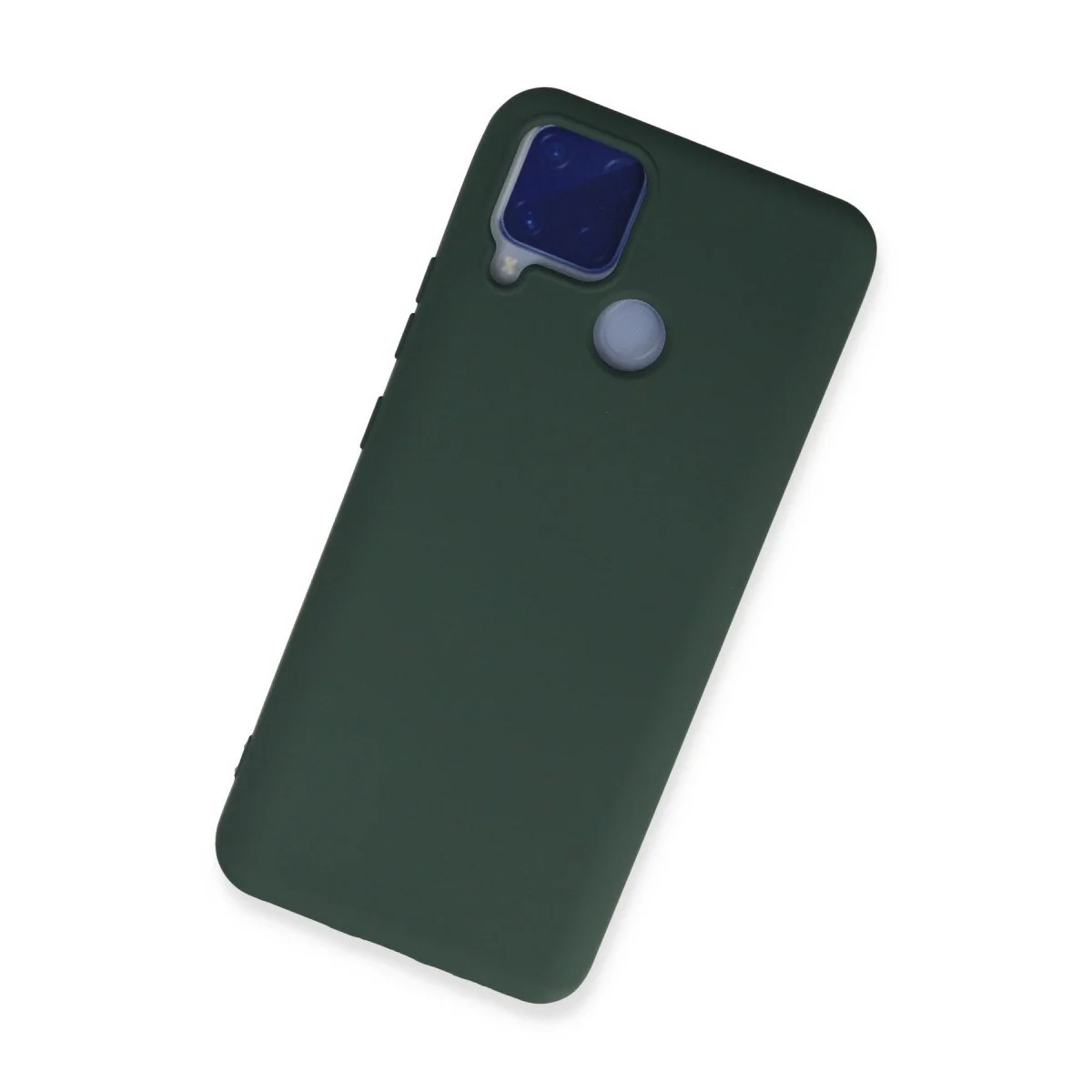 Realme C15 Kılıf Nano İçi Kadife Silikon - Koyu Yeşil görsel 2