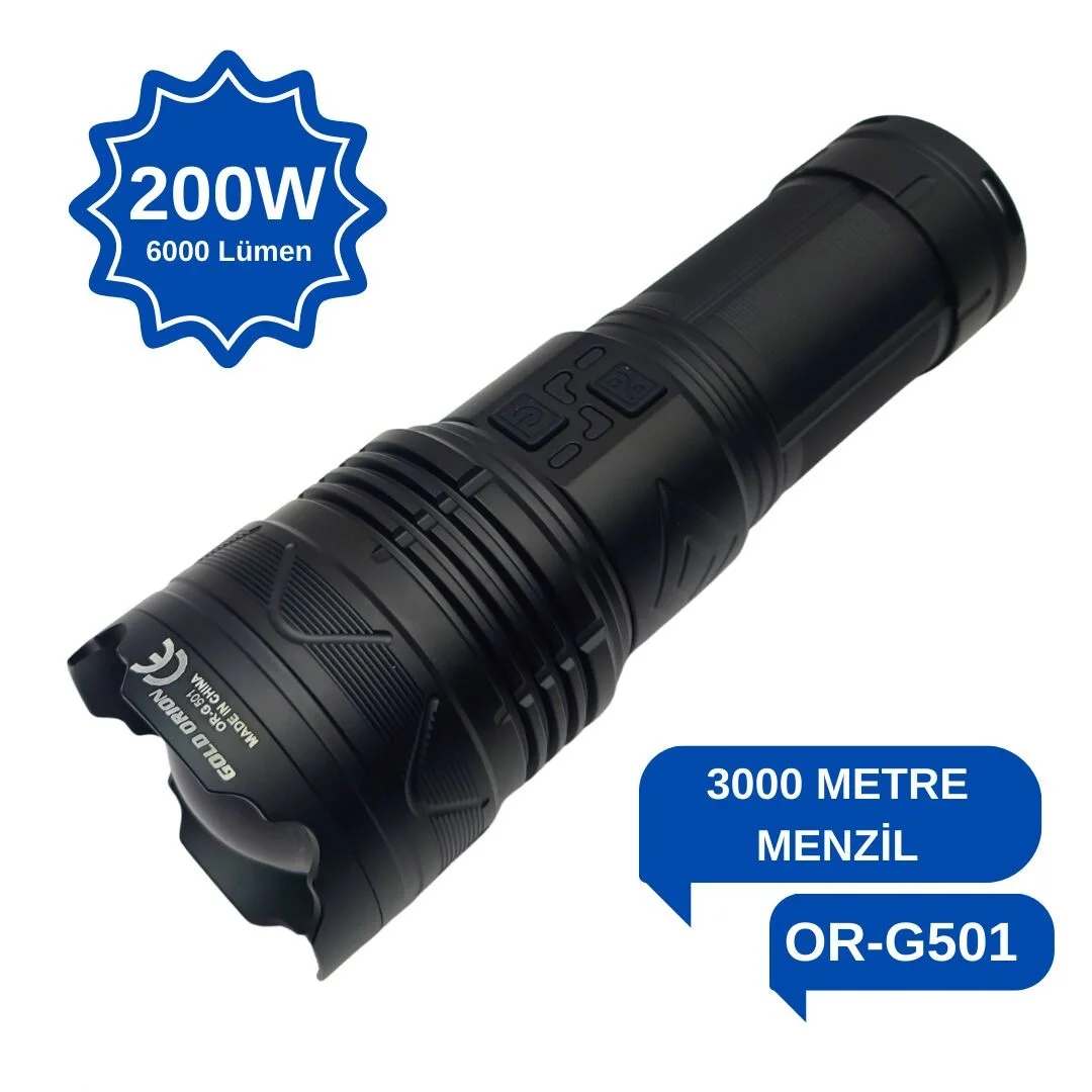 OR-G501 6.000 Lümen Powerbank Özellikli Şarjlı El Feneri görsel 5