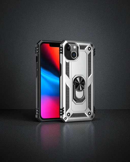 Apple İphone 14 Plus Kılıf Sofya Yüzüklü Silikon Kapak - Gümüş