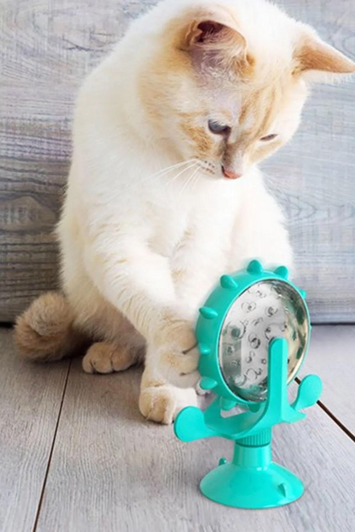 Vantuzlu Zilli İnteraktif Dönebilen Mama Kaplı Renkli Eğlenceli Eğitici Kedi Oyuncağı görsel 8
