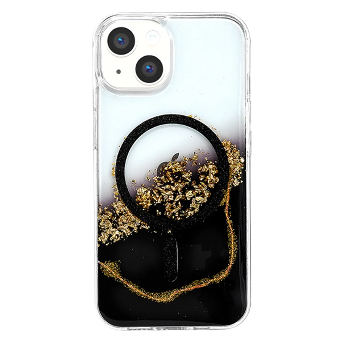 Onegif Apple İphone 15 Lotus Simli Magsafe Kapak - Siyah görsel 3