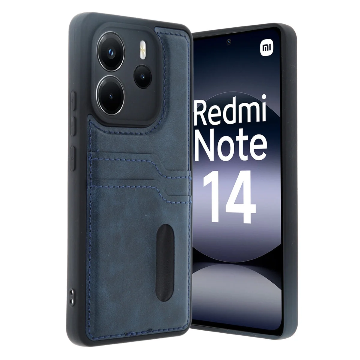 Xiao Red Note 14 4g Kılıf Sara Kartvizitli Deri Kılıf - Lacivert