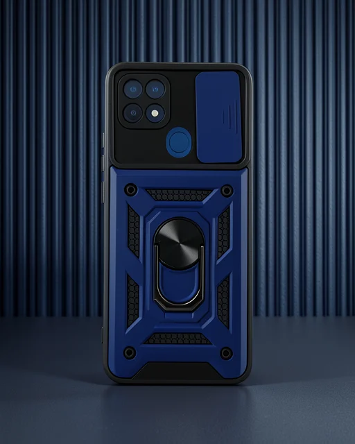 Oppo A15 Kılıf Pars Lens Yüzüklü Silikon - Lacivert