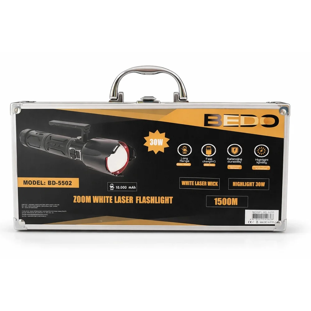 BD-5502 30W TG LED Alüminyum Alaşımlı Zoomlu Type-C Şarjlı El Feneri görsel 2