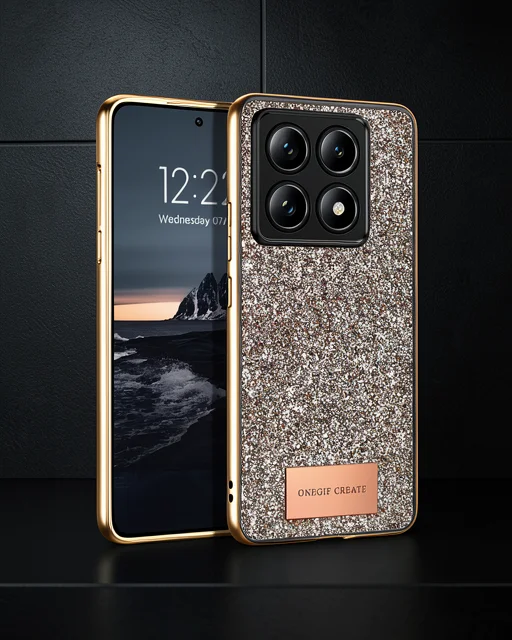 Onegif Xiaomi Mi 14t Pro Bright Simli Kapak - Gold
