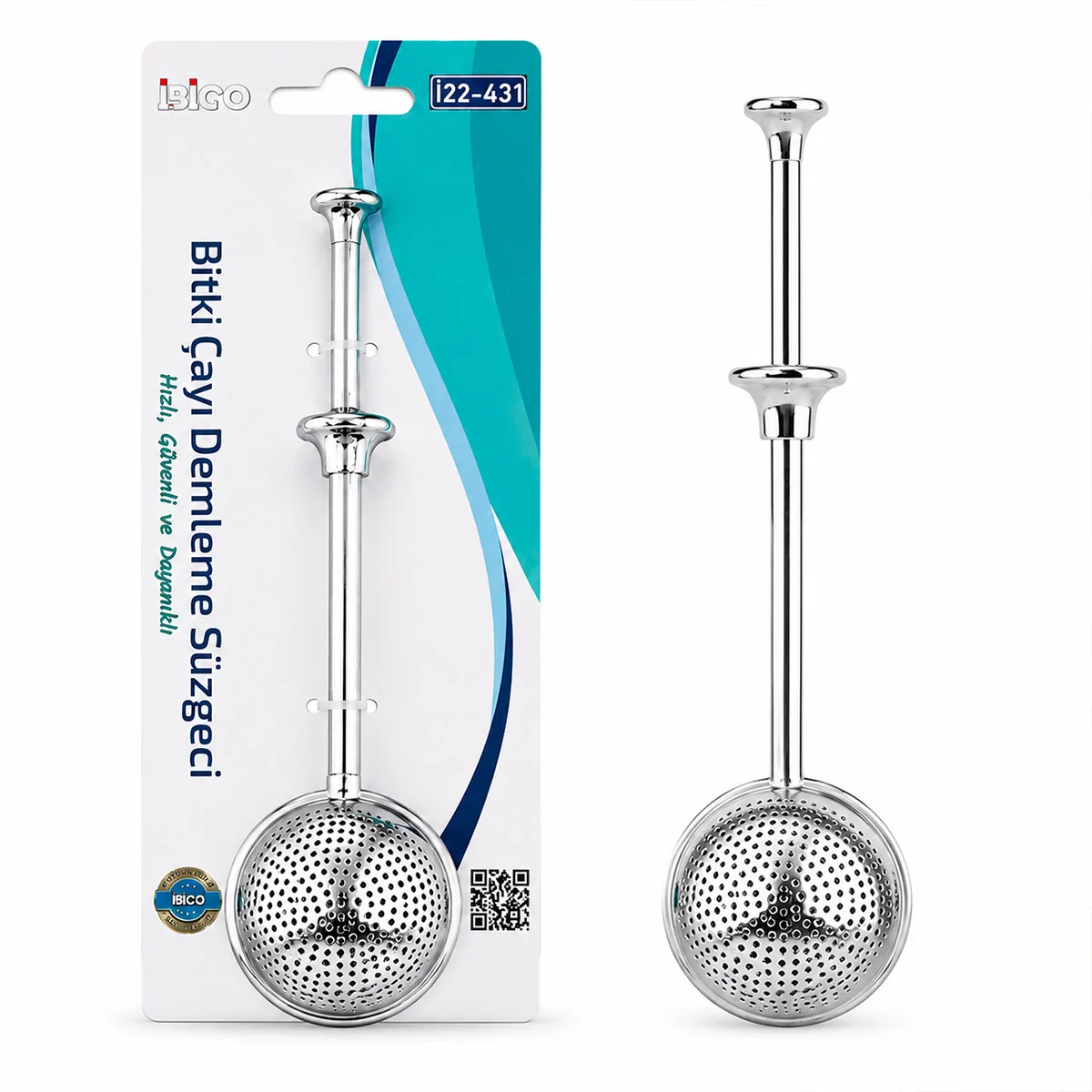 Saplı Paslanmaz Çelik Bitki Çay Demleme Süzgeç (Çap 5 cm) görsel 2