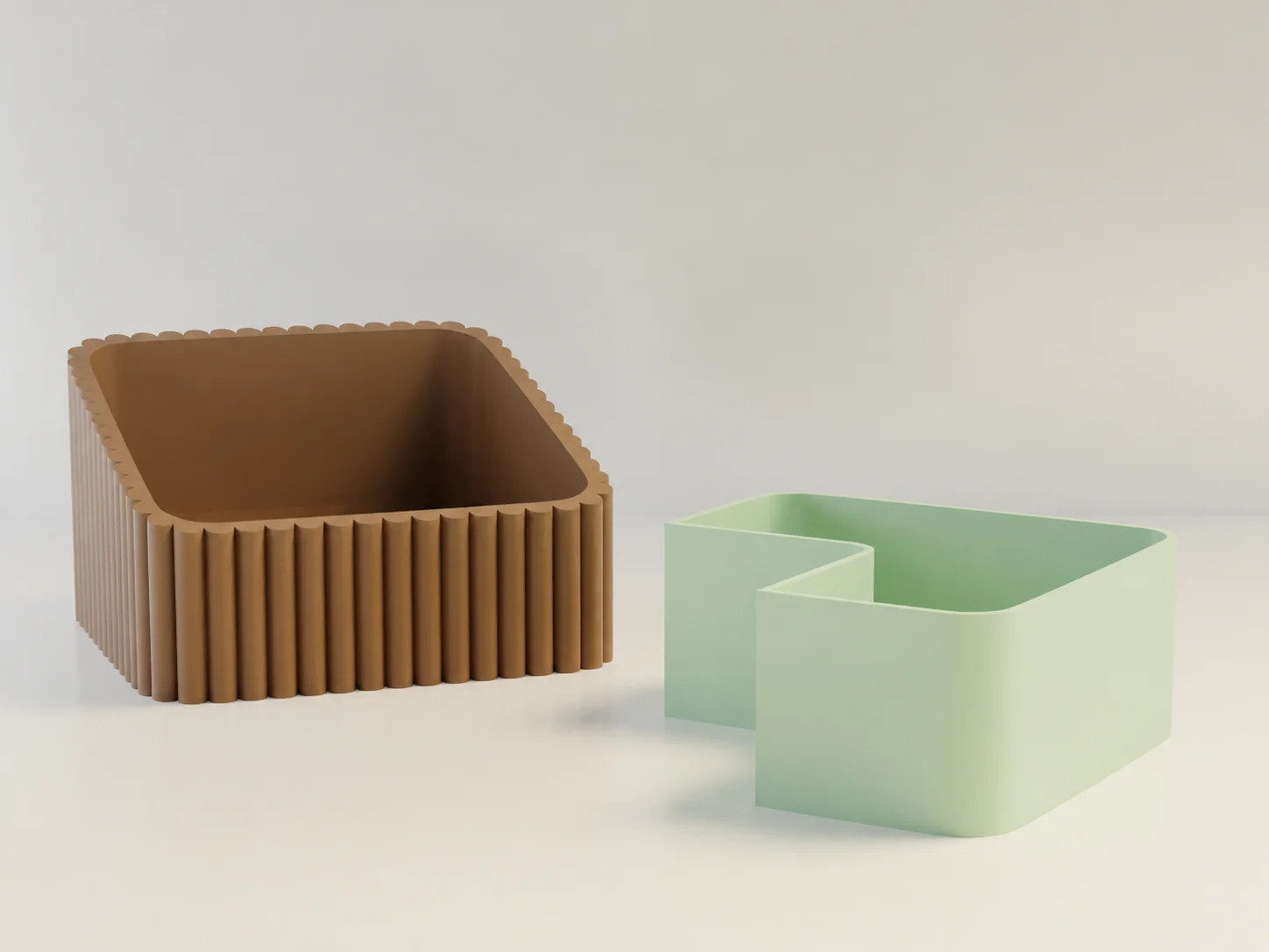 3D Baskı Fıstık Kasesi - Çift Hazneli Kabuk Ayırıcı Sunum Kasesi - Kahverengi Mint görsel 2