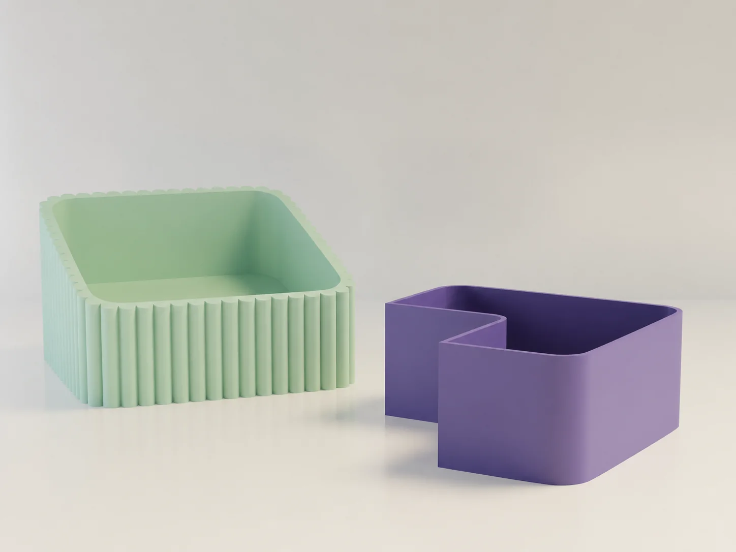 3D Baskı Fıstık Kasesi - Çift Hazneli Kabuk Ayırıcı Sunum Kasesi - Mint Mor görsel 2