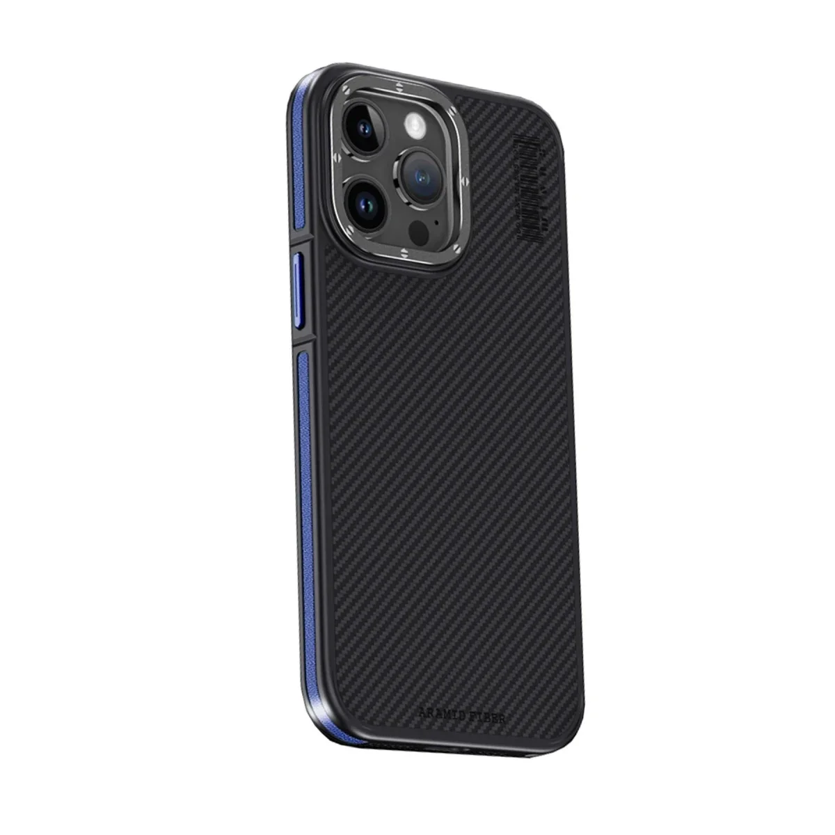 Joko Apple iPhone 15 Pro Max Kılıf Aramid 600D Kevlar Karbon Fiber Magsafe Kapak - Lacivert