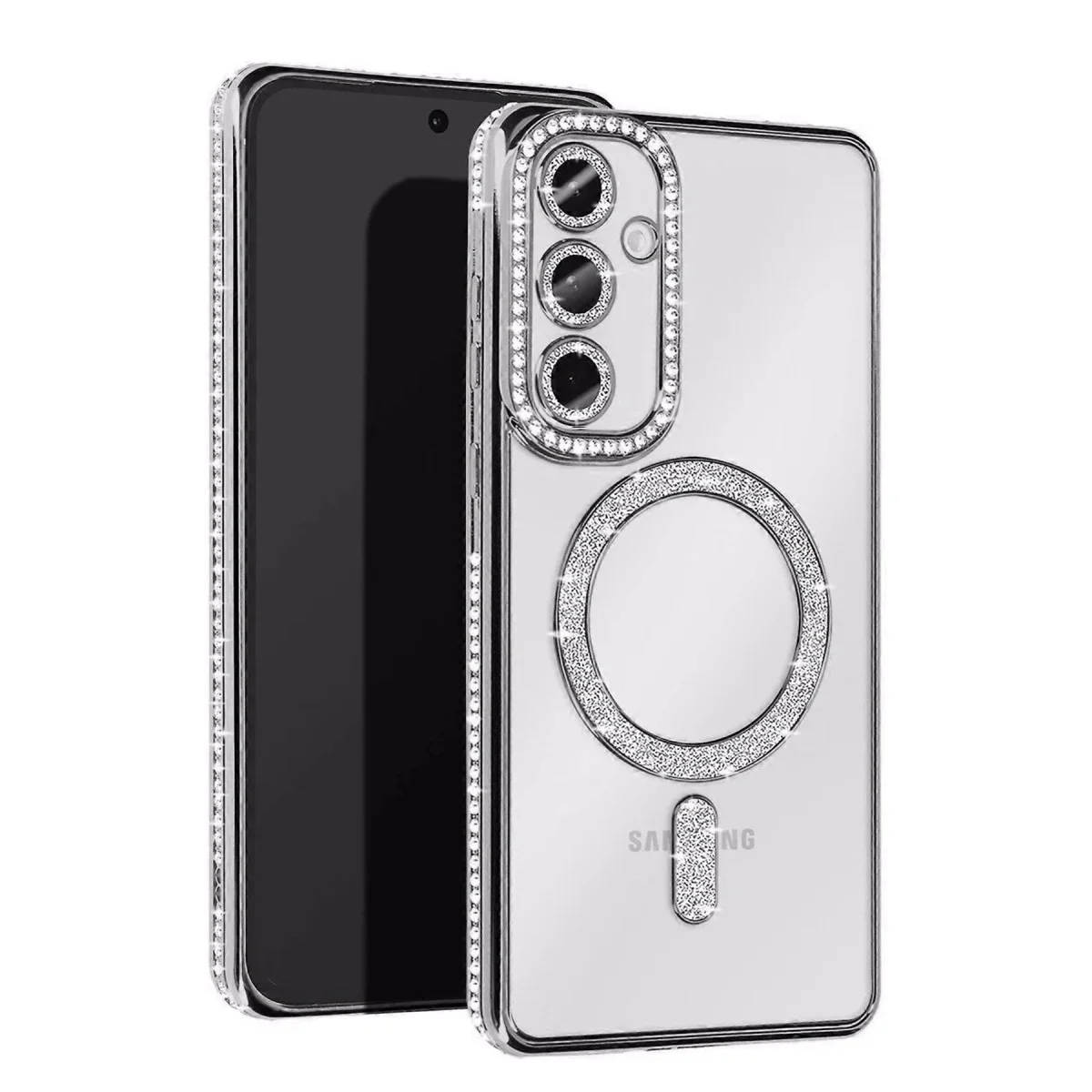 Samsung Galaxy A55 5g Joke Simli Magneticsafe Kılıf - Gümüş