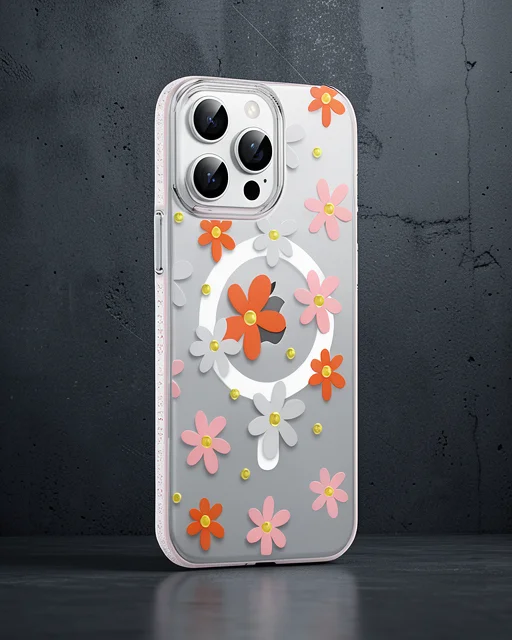 Joko Apple İphone 15 Pro Floral Magsafe Kapak - Turuncu