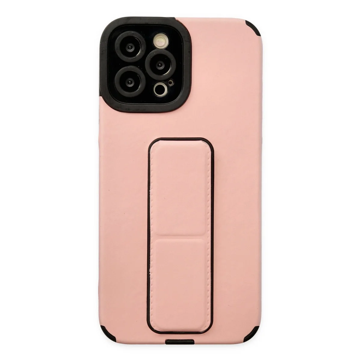 Apple İphone 12 Pro Max Kılıf Mega Standlı Silikon - Pudra