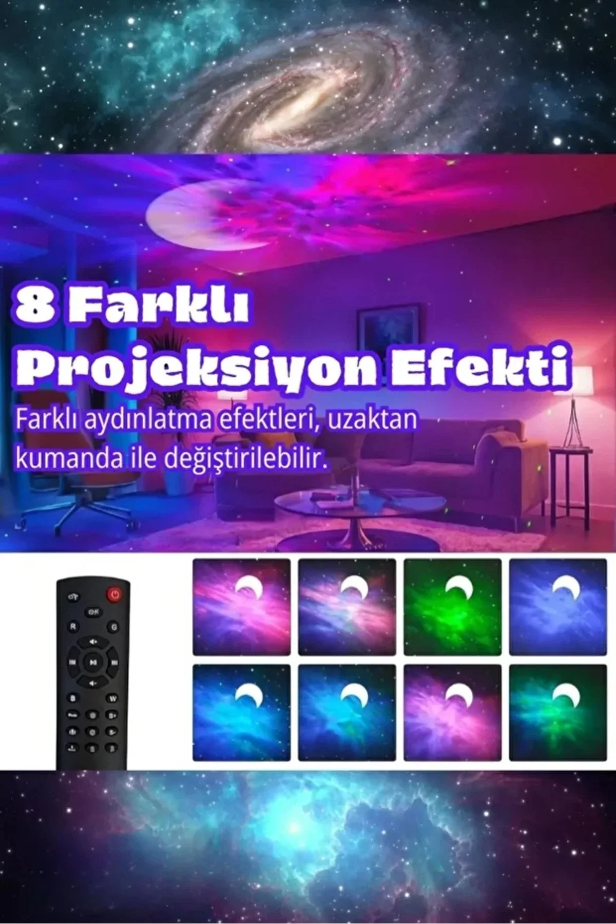 Astronot Bluetooth Hoparlör Bulutsusu Galax yAy Tavan Gökyüzü Projektör Zamanlayıcı Gece Lambası görsel 2