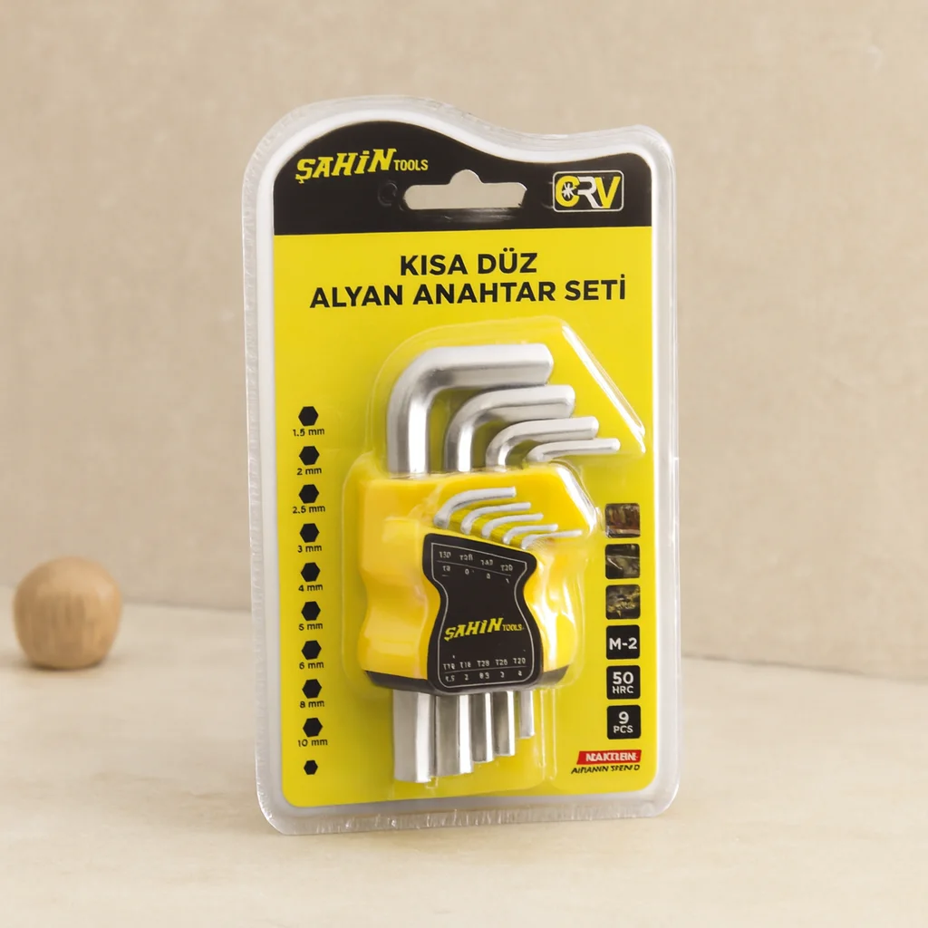 Alyan Anahtar Seti 9 Parça Kısa Düz (1.5–10 mm)